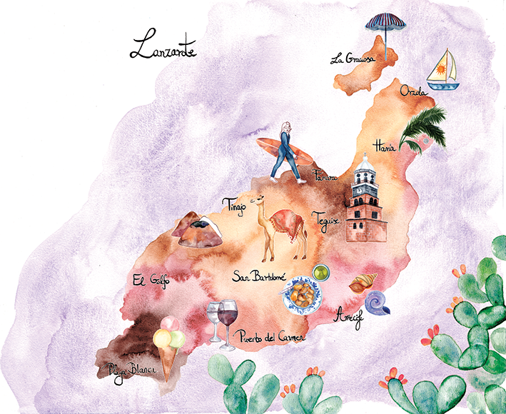 Lanzarote illustrated map - A week abroad, Lanzarote edition