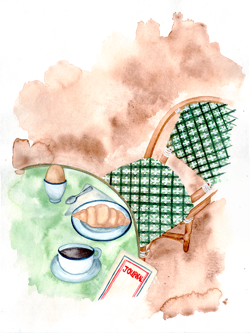 Terrasse de café parisienne - illustration for A Week Abroad - Edition Paris