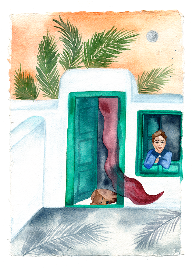 Green doors - illustration for A Week Abroad - Edition Lanzarote